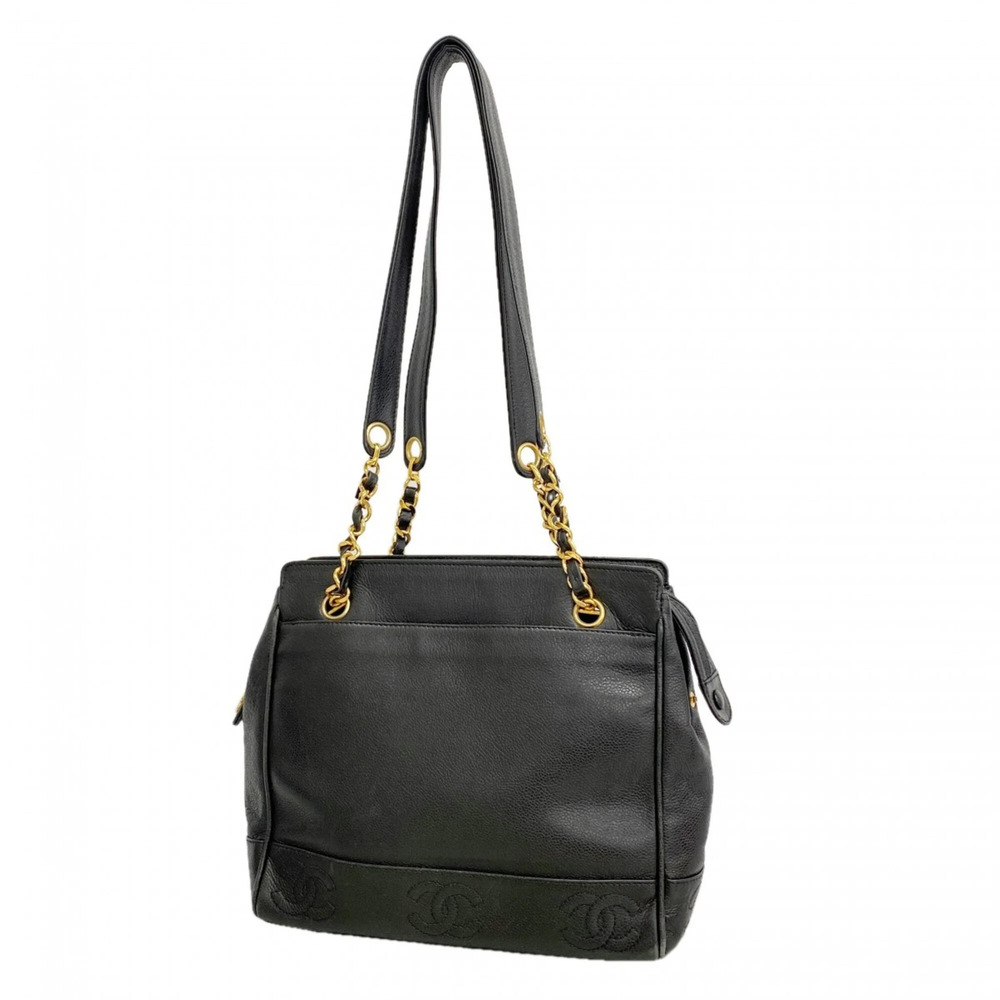 CHANEL Black Caviar Leather Tote Bag